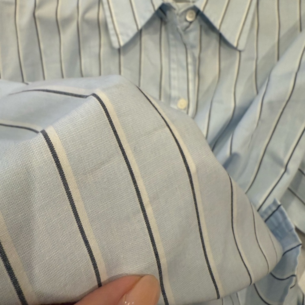 Nili Lotan Women's Blue Striped Button Down Shirt - Picture 7 of 7